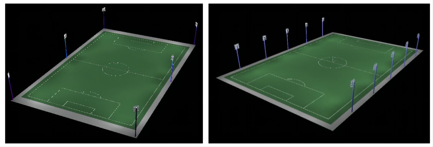 Futbol zelaiko LED argiztapena Gu16
