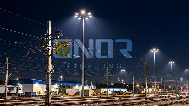 500W LED floodlight for spain-valencia-railway-high-mast-led-lighting-project (1)